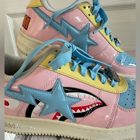 Authentic A Bathing Ape Bape Sta Low M2 20th Anniversary Patent Pink Mens size 8